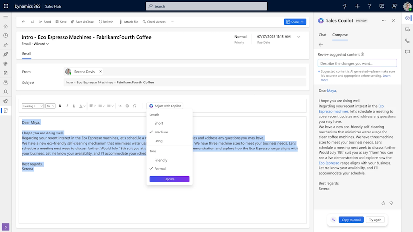 Summary, follow-up, and contextual emails 